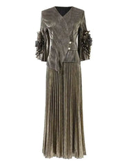 Luxury Formal Plisse Palazzo Pant Set