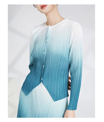 Plissé Ombre Blouse & Skirt Set