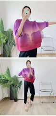 Pleated Ombre Blouse Top