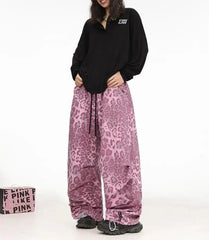 HEYFANCYSTYLE Pink Leopard Parachute Pants