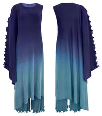 Ombre Plissé Cape & Trousers Set