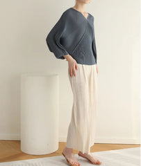 Plissé Dolman-Sleeve Top