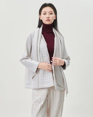 Luxe Cotton Pleated Jacket & Scarf