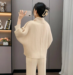 Elegant Pleated Dolman Blouse
