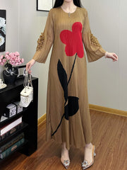 Luxe Flower Print Plisse Dress