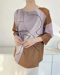 Luxury Abstract Pleated Top