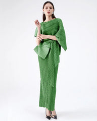 2-Piece Plissé Cape Dress