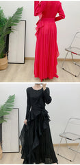 Luxe Romantic Truly Pleated Ruffled Maxi Dress