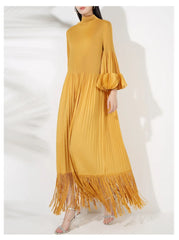 Truly Pleated Oversized Sleeve Midi Dress