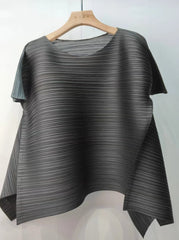 Asymmetric Draped Plissé Top