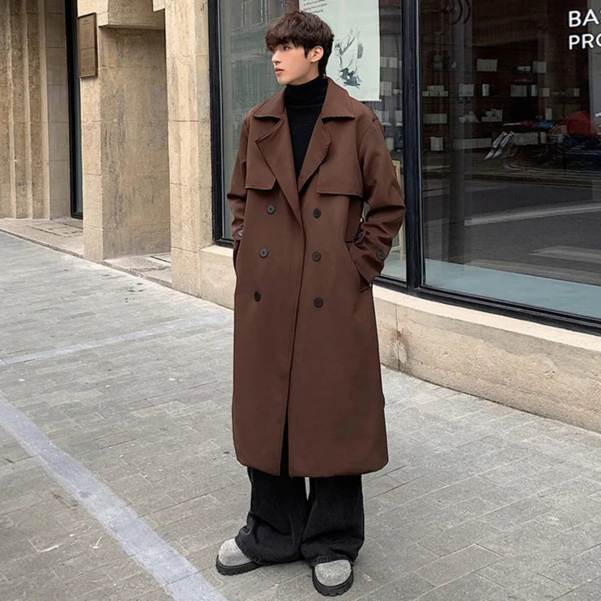 Luxe Men's Japanese Oversized Trench Coat