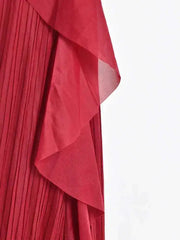 Elegant Ruffle Plissé Midi Dress