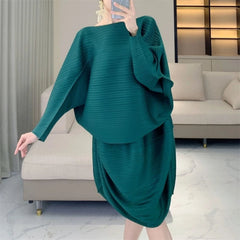 Modest Luxury Plissé Japanese Skirt Set
