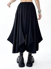 Black Dramatic Drape Pull-On Pants