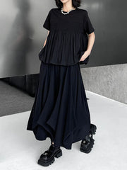 Black Dramatic Drape Pull-On Pants