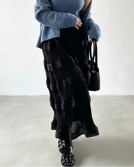 Sculptural Plissé Flare Skirt