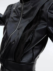 Men's Faux Leather Biker Jacket and Pants Set