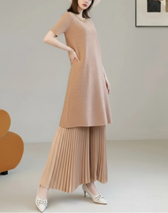 Luxury Beaded Plisse Long Tunic