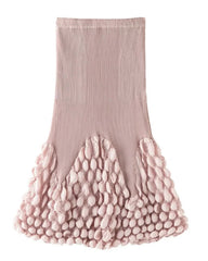 3D Bubble Plissé Midi Skirt