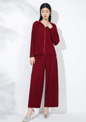 Couture Plissé Pleated Hoodie & Flared Trousers