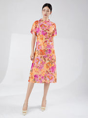 Floral Plisse Short Sleeve Dress