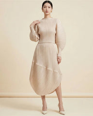 Pleated Asymmetric Skirt & Top Set