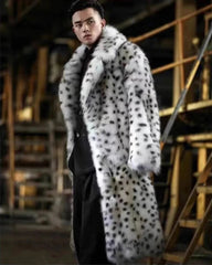 Men's Elegant Longline Faux Fur Coat