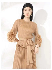 Floral Pleats 2-Piece Skirt Set
