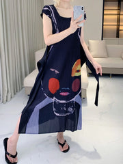 Signature Pleated Plissé Midi Dress