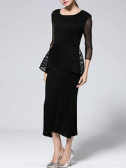 New! Ultimate Black Elegant Midi Pleated Dress