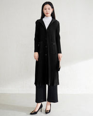 Luxury Hooded Pleated Coat