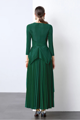 Elegant Plisse Blouse & Skirt Set