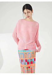 Pleated Relaxed Boat Neck Top
