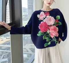 Floral Pleated Batwing Top