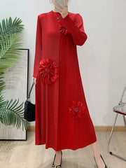 Luxury Pleated Floral Tunic Dress