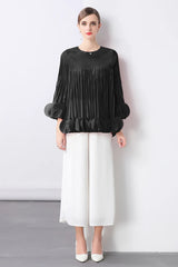 Luxury Pleated Bell Sleeve Top