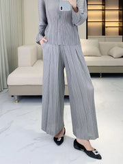 Luxury Pleated Pants & Button-Down Top Set