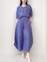 Japanese Chic 2 Piece Pleated Harem Pants Set