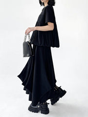 Black Dramatic Drape Pull-On Pants