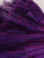 Plaid Asymmetric Tulle Pull-On Skirt