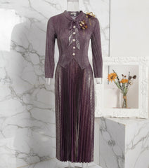 Luxury Floral Plissé Dress