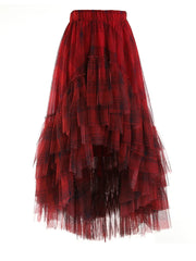Asymmetric Tiered Tulle Ruffle Skirt