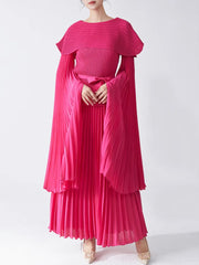 Maxi Pleated Skirt & Dolman Sleeve Top