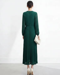Elegant Long Sleeve Pleated Dress