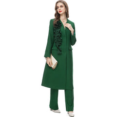 HEYFANCYSTYLE Emerald Luxe Floral Coat & Pants Set