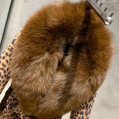 Women's Leopard Sheepskin Fox Fur Coat