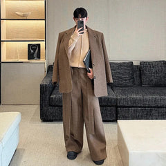 Men's Modern 2-Piece Woolen Blend Suit Set