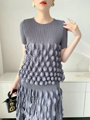 Truly Plissé Bubble Top & Skirt Set
