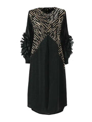 Luxury Plissé Floral Sleeve Dress