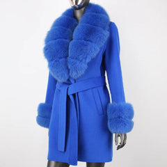 Cashmere Wool Coat with Fox Fur